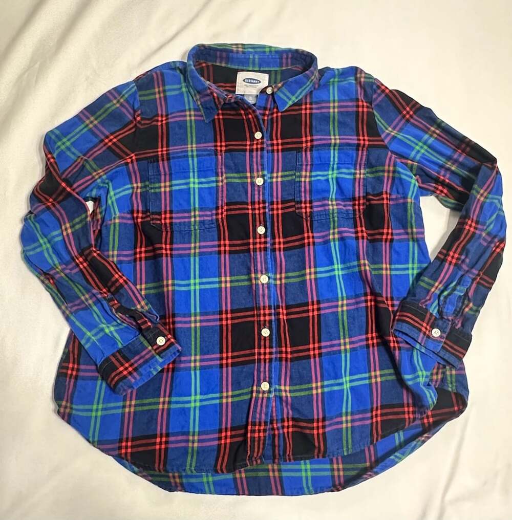 Old Navy Flannel Shirt Blue Plaid